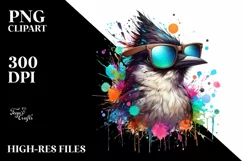 Quirky and Colorful Bird with Sunglasses | Fun and Vibrant Product Image 3