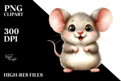 Standing Baby Mouse Excited Watercolor Clipart Product Image 1