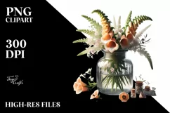 Vibrant Glossy Jar with Foxglove | Clipart Product Image 3