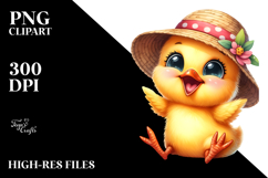 Watercolor Funny Baby Chick Sun Hat | Sublimation Clipart Product Image 2