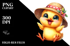 Watercolor Funny Baby Chick Sun Hat | Sublimation Clipart Product Image 2