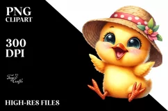 Watercolor Funny Baby Chick Sun Hat | Sublimation Clipart Product Image 1