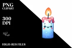 Vibrant Funny Cute Candle Watercolor Clipart Product Image 1