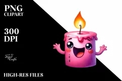 Vibrant Funny Cute Candle Watercolor Clipart Product Image 1