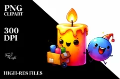 Vibrant Funny Cute Candle Watercolor Clipart Product Image 3