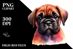 Baby Bullmastiff Funny Watercolor Clipart Product Image 3