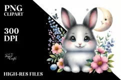 Colorful Baby Snowy Hare | Sublimation | Clipart Product Image 1
