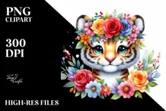Colorful Flower Crown | Cartoon-Style Watercolor Clipart Product Image 3