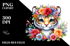 Colorful Flower Crown | Cartoon-Style Watercolor Clipart Product Image 2