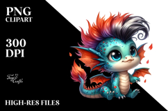 Cute Baby Dragon with Cool Haircut, PNG Product Image 2