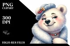 Funny Cute Polar Bear Portrait | Whimsical Watercolor Product Image 1
