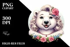 Funny Cute Polar Bear Portrait | Whimsical Watercolor Product Image 1