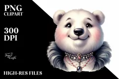 Funny Cute Polar Bear Portrait | Whimsical Watercolor Product Image 3