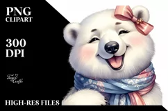 Funny Cute Polar Bear Portrait | Whimsical Watercolor Product Image 1