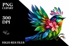 Vibrant Bird with Flowers PNG Product Image 1
