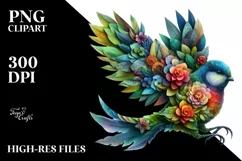 Vibrant Bird with Flowers PNG Product Image 3