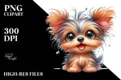 Watercolor Baby Cartoon Yorkipoo PNG Product Image 2