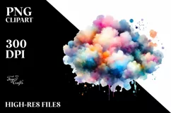 Colorful Watercolor Cloud | Sublimation Clipart Product Image 3