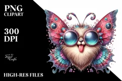 Boho Butterfly Funny Cute Watercolor Clipart Product Image 1