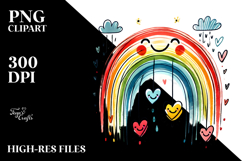Colorful Smiling Rainbow with Hearts PNG Product Image 2