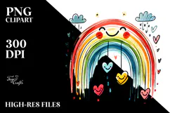 Colorful Smiling Rainbow with Hearts PNG Product Image 2