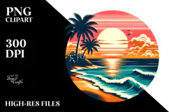 Retro Tropical Beach Sunset, 20 oz Tumbler Product Image 2