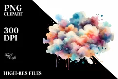 Colorful Watercolor Cloud | Sublimation Clipart Product Image 3