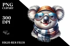 Cute Funny Koala Scarf Watercolor Clipart Product Image 1