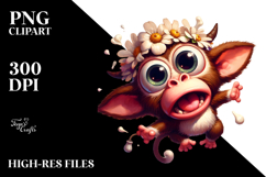 Silly Monkey with Flower Crown PNG Product Image 2