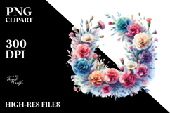 Colorful Watercolor Abstract Wreath with Carnation | Product Image 2