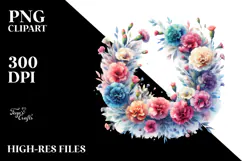 Colorful Watercolor Abstract Wreath with Carnation | Product Image 2
