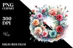 Colorful Watercolor Abstract Wreath with Carnation | Product Image 2