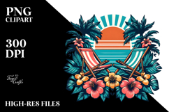 Retro Tropical Beach Chairs, PNG Product Image 2