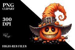 Funny Haloween Hat Goofy Smile Watercolor Clipart Product Image 1