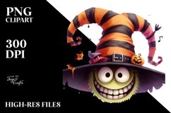 Funny Haloween Hat Goofy Smile Watercolor Clipart Product Image 3