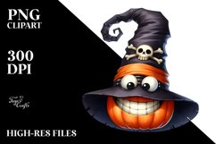 Funny Haloween Hat Goofy Smile Watercolor Clipart Product Image 3