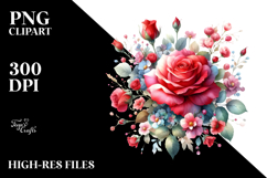 Colorful Red Roses Abstract, High-Res PNG Product Image 2