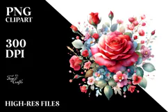 Colorful Red Roses Abstract, High-Res PNG Product Image 2