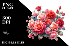 Colorful Red Roses Abstract, High-Res PNG Product Image 2
