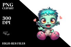 Funny Tiny Frankenstein Kid with Slippers PNG Product Image 2