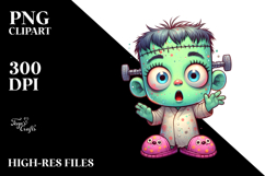 Funny Tiny Frankenstein Kid with Slippers PNG Product Image 2