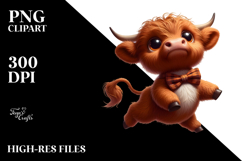 Cute Highland Cow with Bow Tie PNG Product Image 2