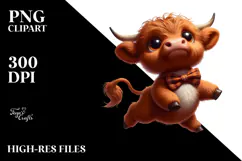 Cute Highland Cow with Bow Tie PNG Product Image 2