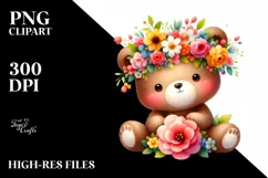 Adorable Flower Crown | Cartoon-Style Watercolor Clipart Product Image 3