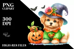 Cute Baby Dog Dressed for Halloween | Sublimation | Clipart Product Image 1