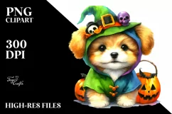 Cute Baby Dog Dressed for Halloween | Sublimation | Clipart Product Image 3