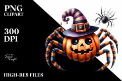 Funny Haloween Spider Watercolor Clipart Product Image 3