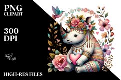 Boho Rhino in Digital Painting PNG Product Image 2