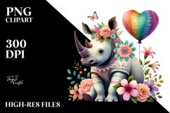 Boho Rhino in Digital Painting PNG Product Image 2