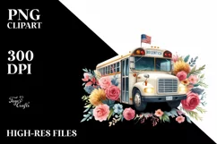 Watercolor Bus Flower Summer Sticker Product Image 1